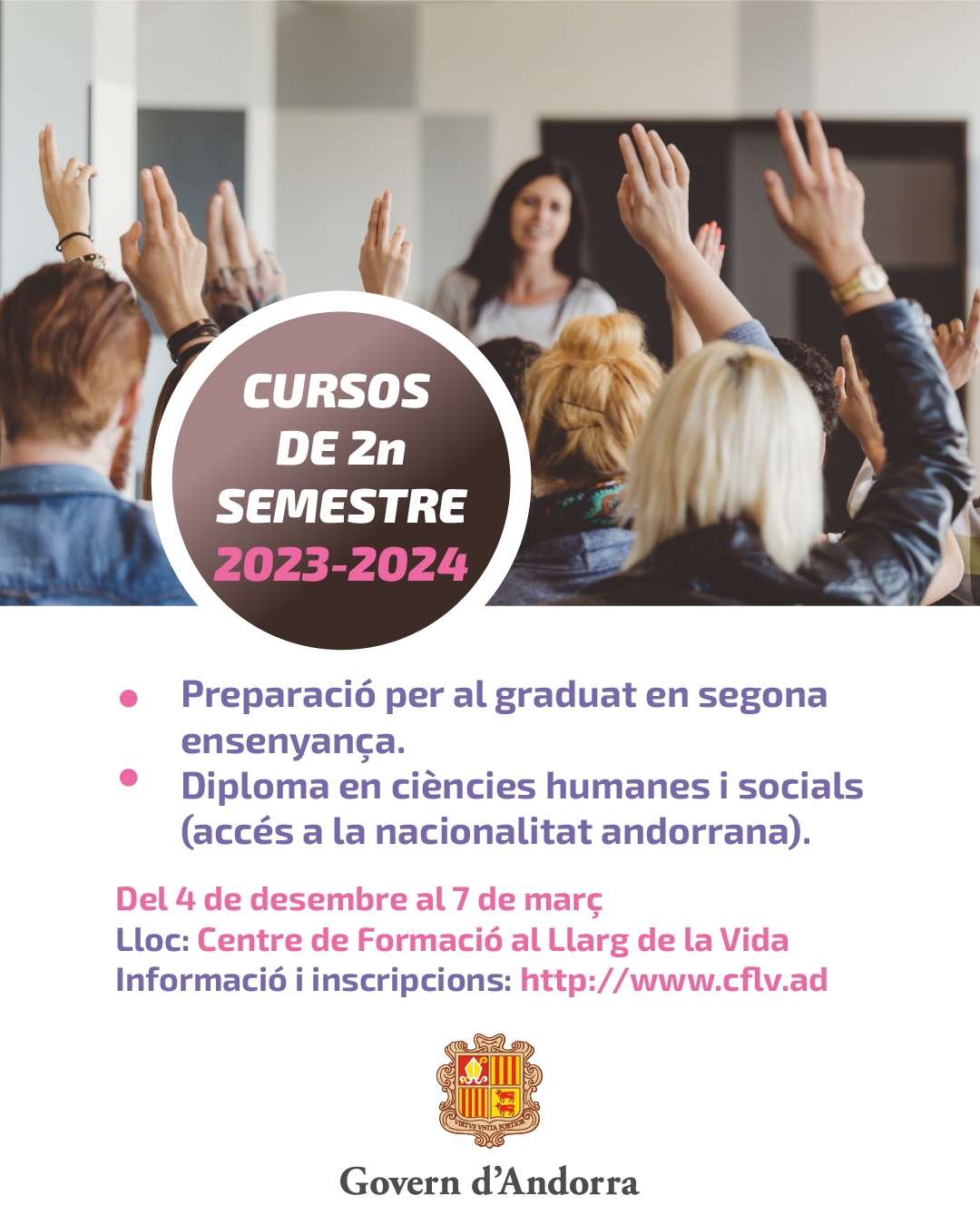 S’obren les inscripcions per als cursos de preparació de la prova de graduat en segona ensenyança i de la d’accés a la nacionalitat
