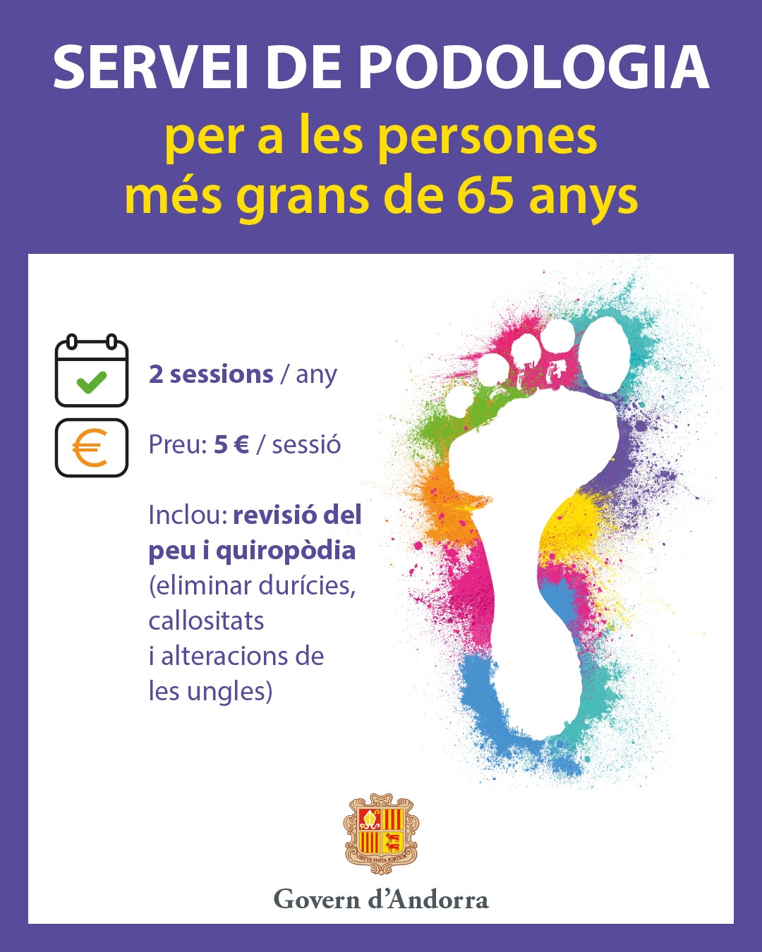 El servei de podologia per les persones majors de 65 anys també estarà disponible al CAP del Pas de la Casa