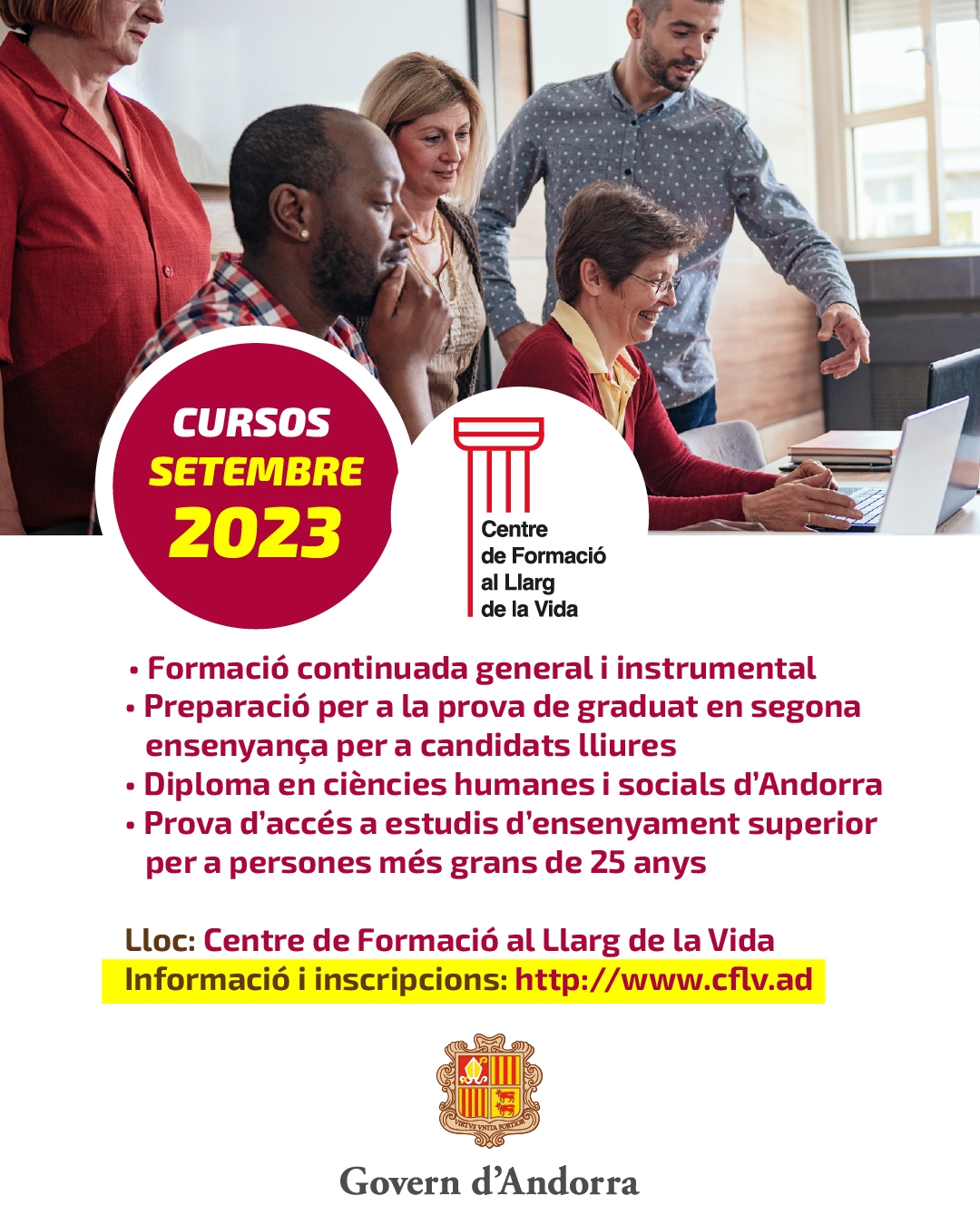 S’obre el període d’inscripció dels cursos que s’inicien al setembre del Centre de Formació al Llarg de la Vida