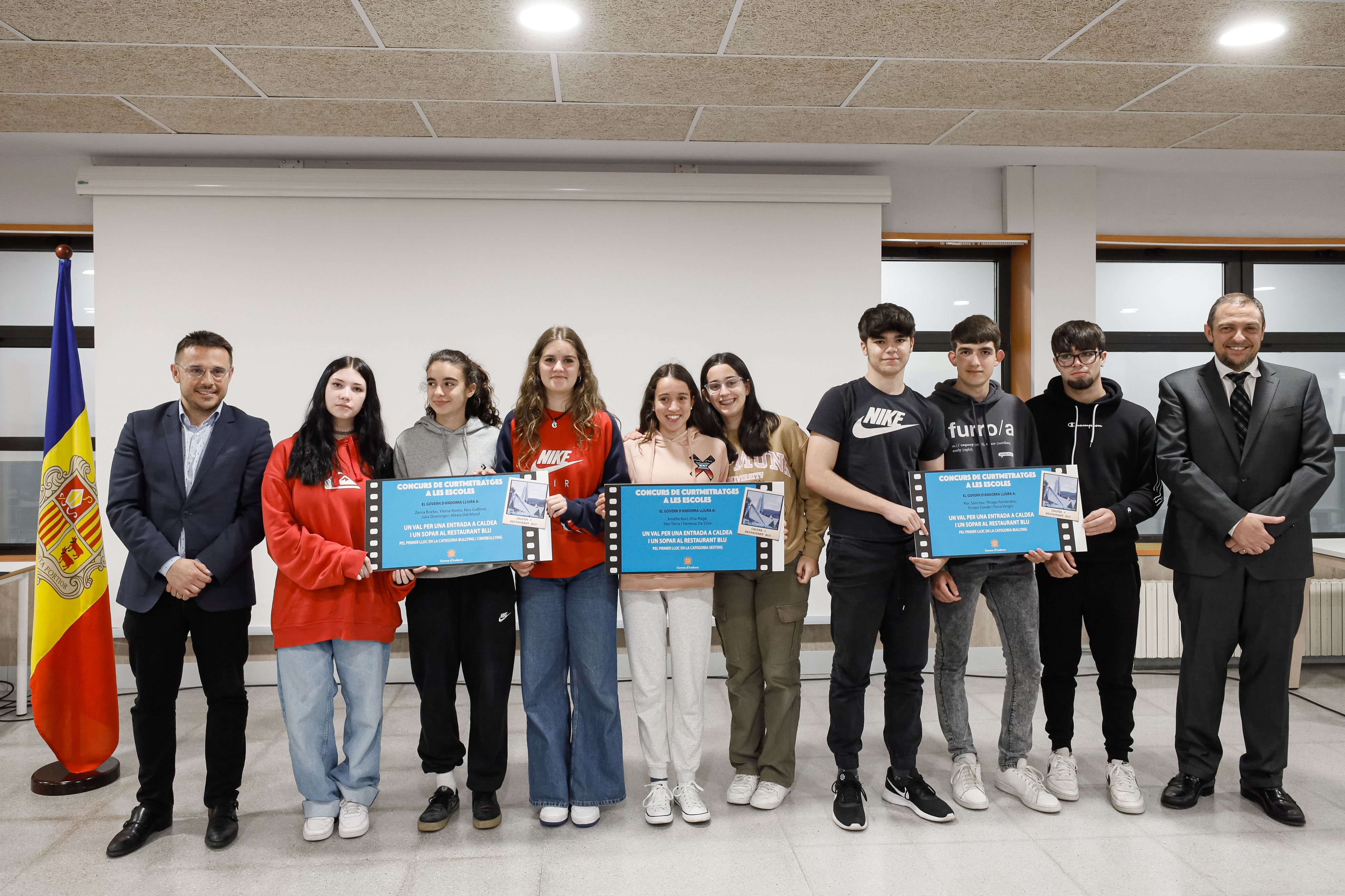 Els alumnes de l’Escola Andorrana de segona ensenyança de Santa Coloma guanyen els tres premis del concurs de curts sobre assetjament