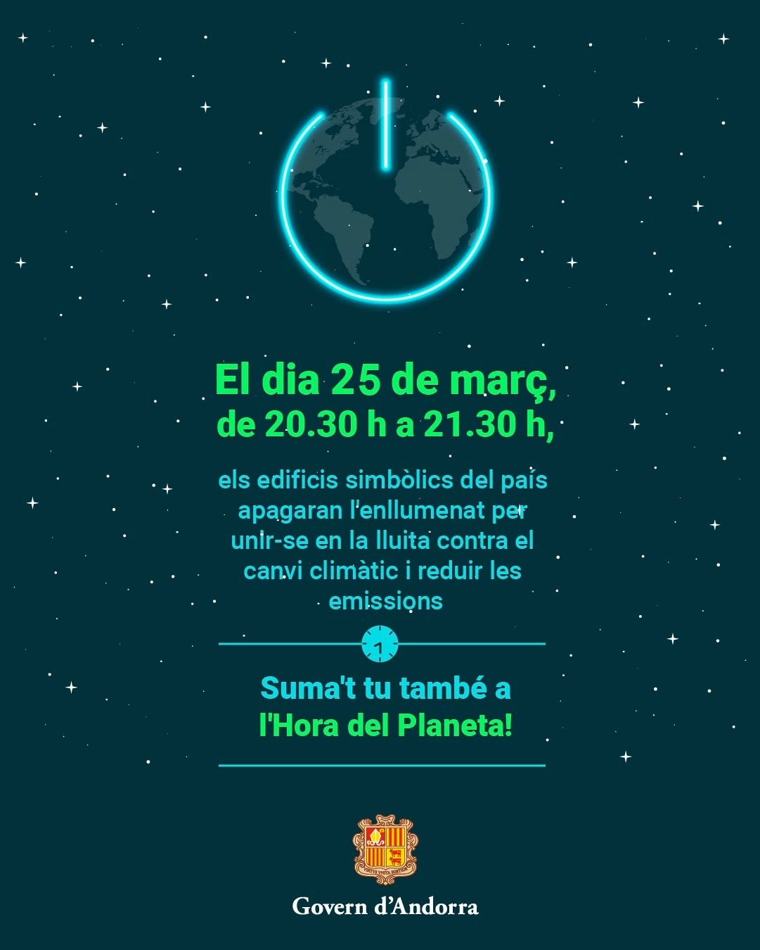 Andorra se suma a l’Hora del Planeta amb l’apagada de l’enllumenat dels edificis