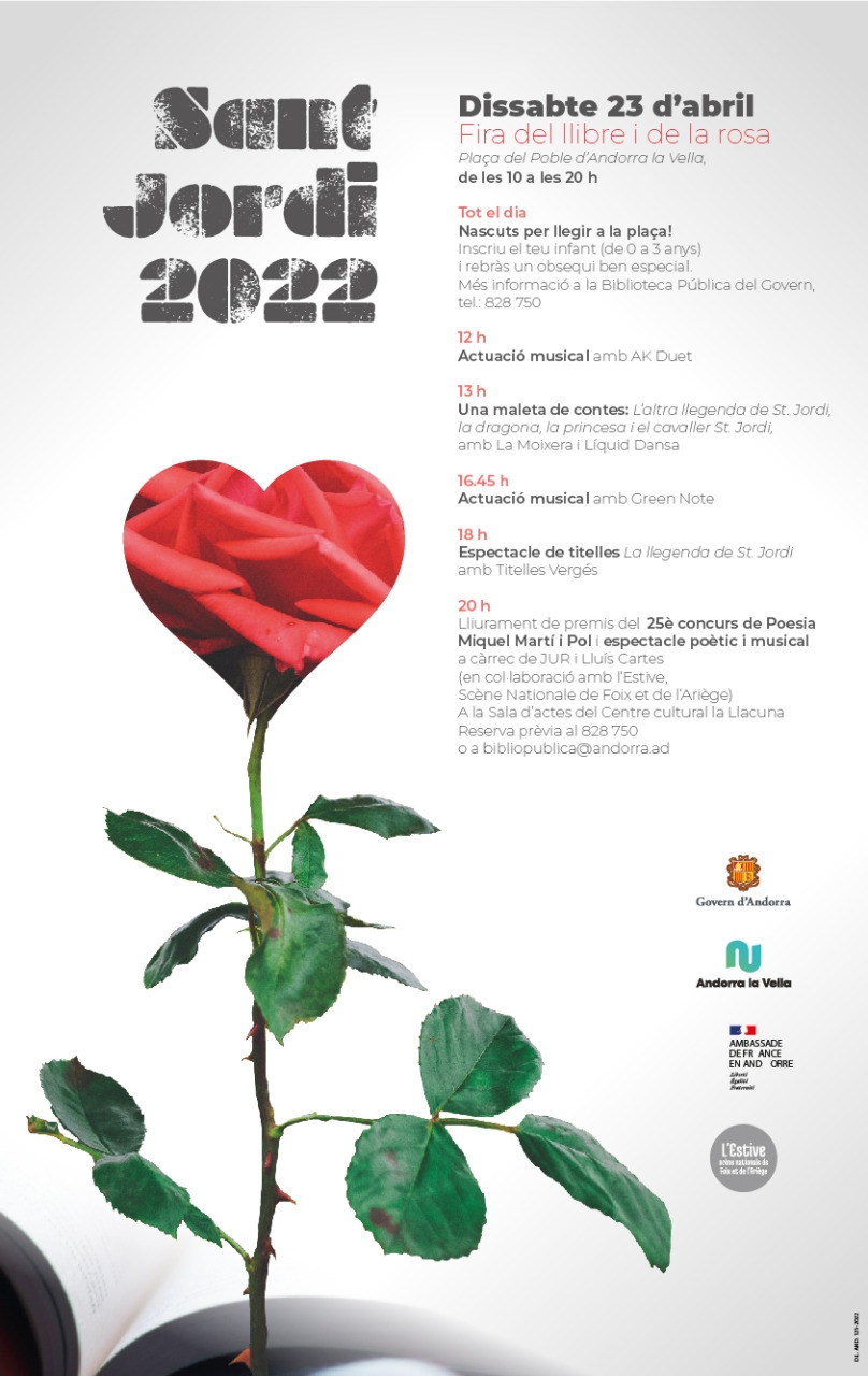 Recital poètic franco-andorrà i lliurament de premis del Concurs de Poesia per celebrar Sant Jordi i la Primavera dels poetes