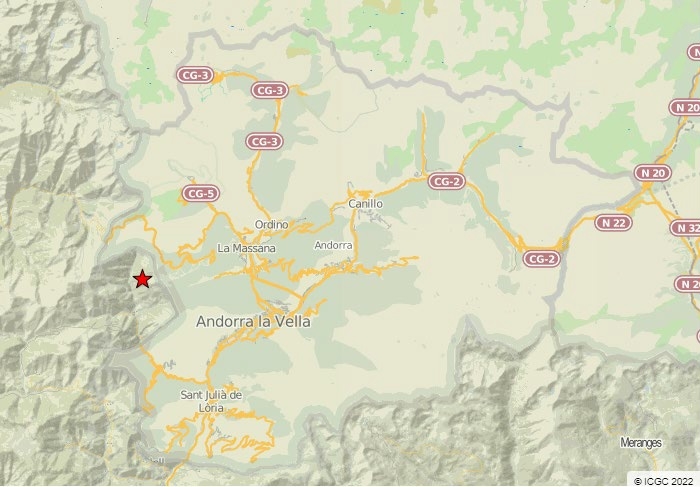 Terratrèmol amb epicentre a l’Alt Urgell i de magnitud 3,8 ML