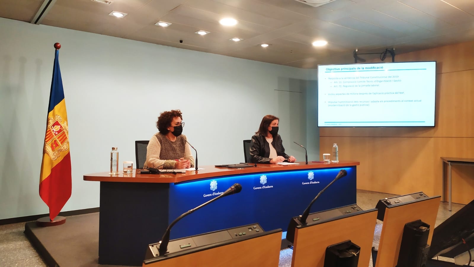 Les ministres Trini Marín i Judith Pallarés presenten el Projecte de llei de modificació de la Llei de la Funció Pública