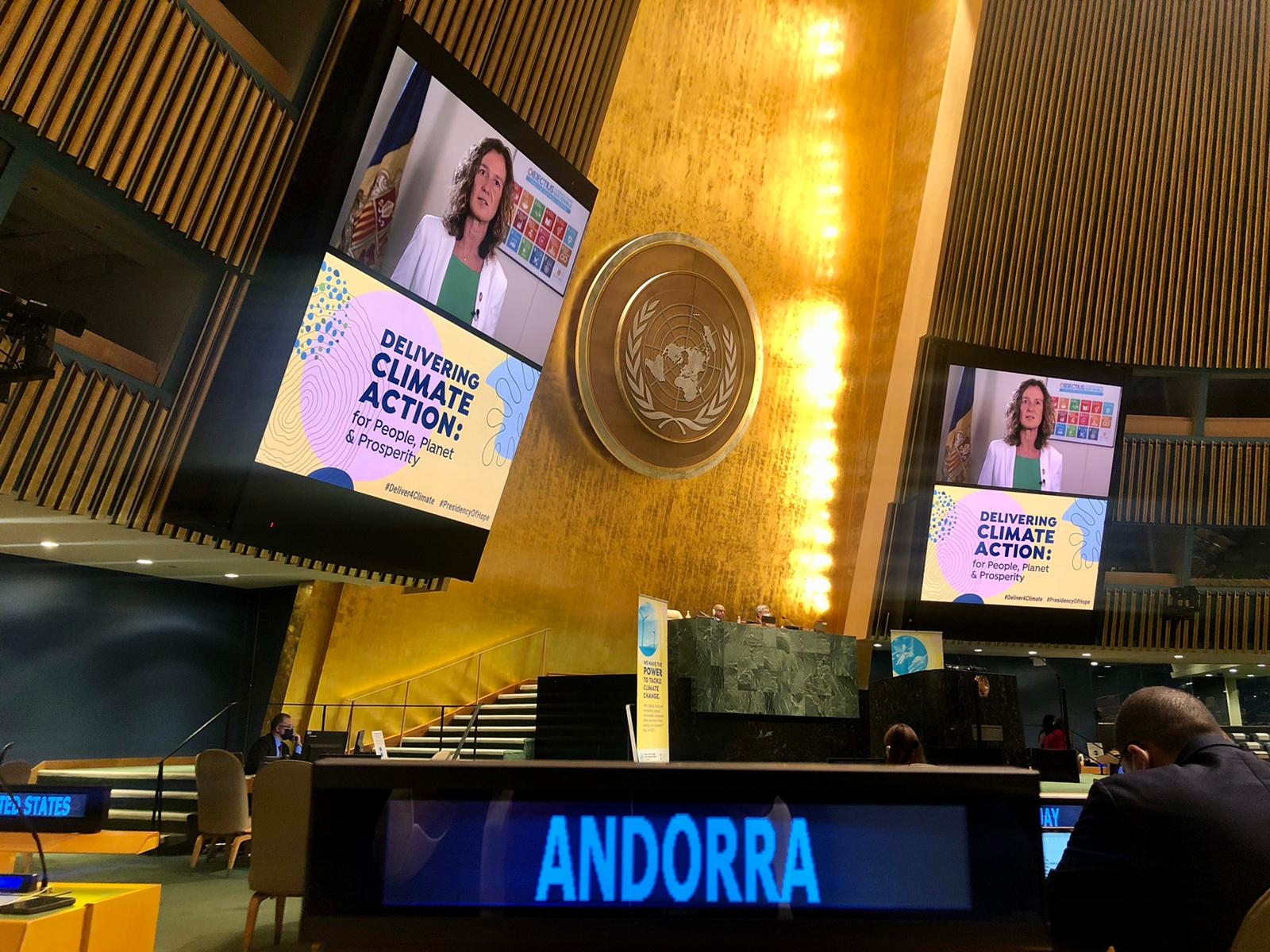 La ministra Calvó intervé telemàticament a l’ONU per explicar els esforços d’Andorra en la lluita contra el canvi climàtic