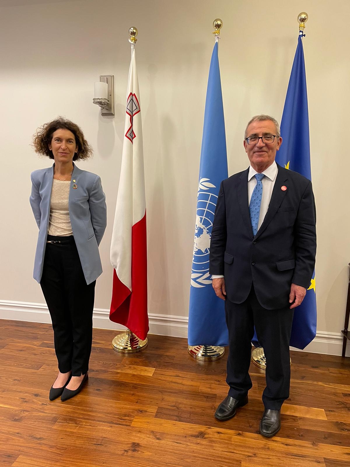 Maria Ubach es reuneix a les Nacions Unides amb el ministre d'Afers Exteriors de Malta