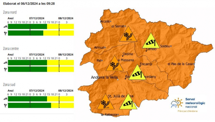 Activada una prealerta per nevades abundants i fort vent a tot el país a partir dissabte a la tarda i fins dilluns