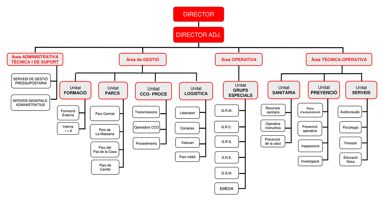 Organigrama del Departament de Prevenció i Extinció d'Incendis i Salvaments (DPEIS)